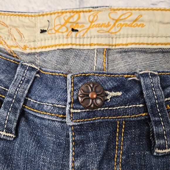 Pepe Capri Jeans Low Rise Topaz Stone Embellished Pockets size 27 Distressed - Picture 6 of 12
